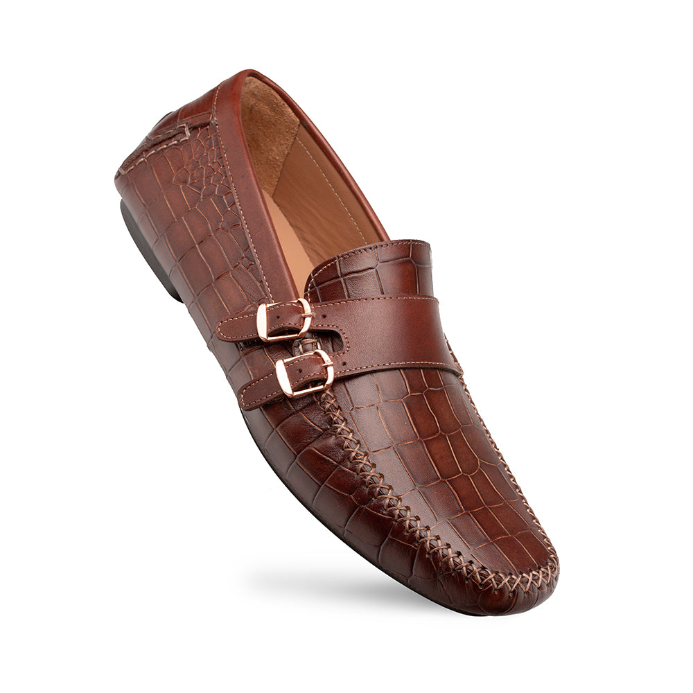 Croc-Embossed Driving Moccasin