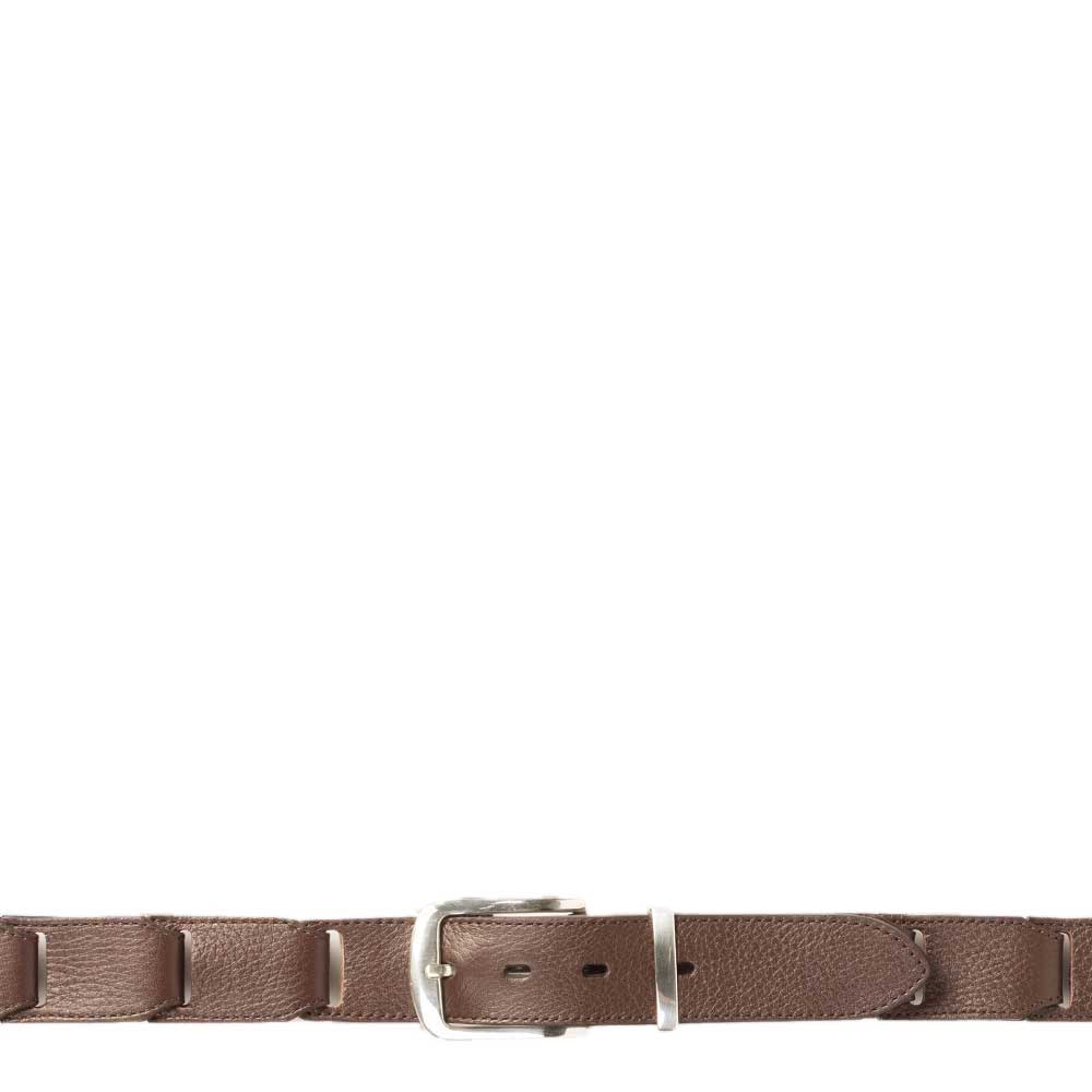 Brown Men's Deerskin Belt with Interlocking Design on Sale - Mezlan Warehouse