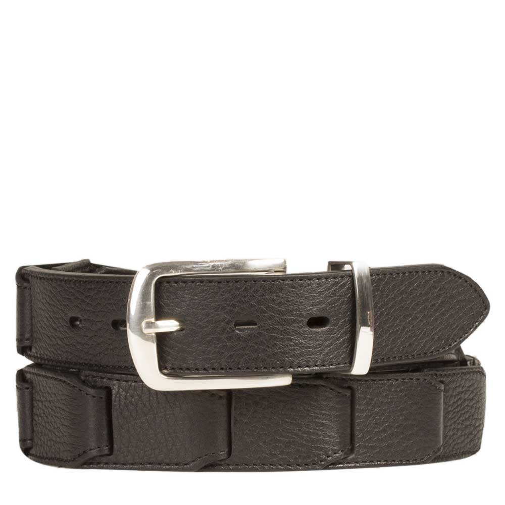 Black Men's Deerskin Belt with Interlocking Design on Sale - Mezlan Warehouse