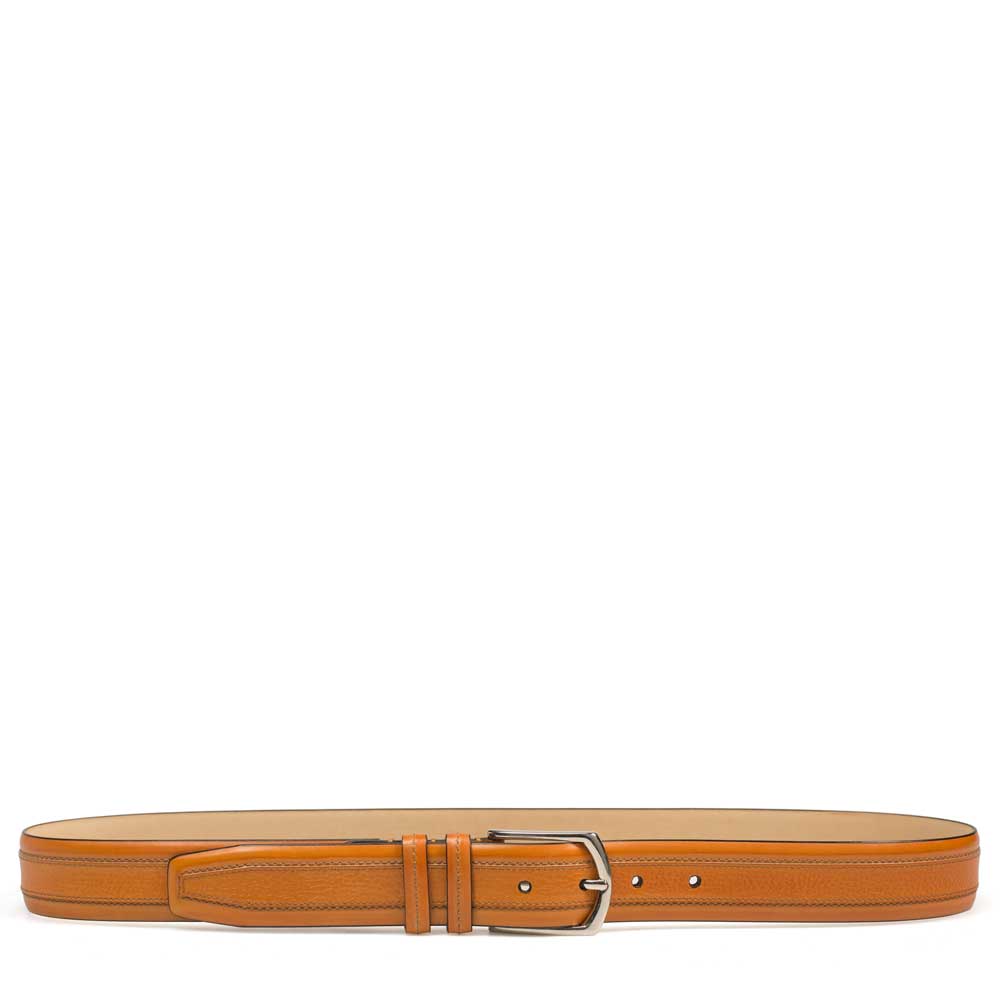 Tan Light Brown Men's Textured And Smooth Leather Belt on Sale - Mezlan Warehouse