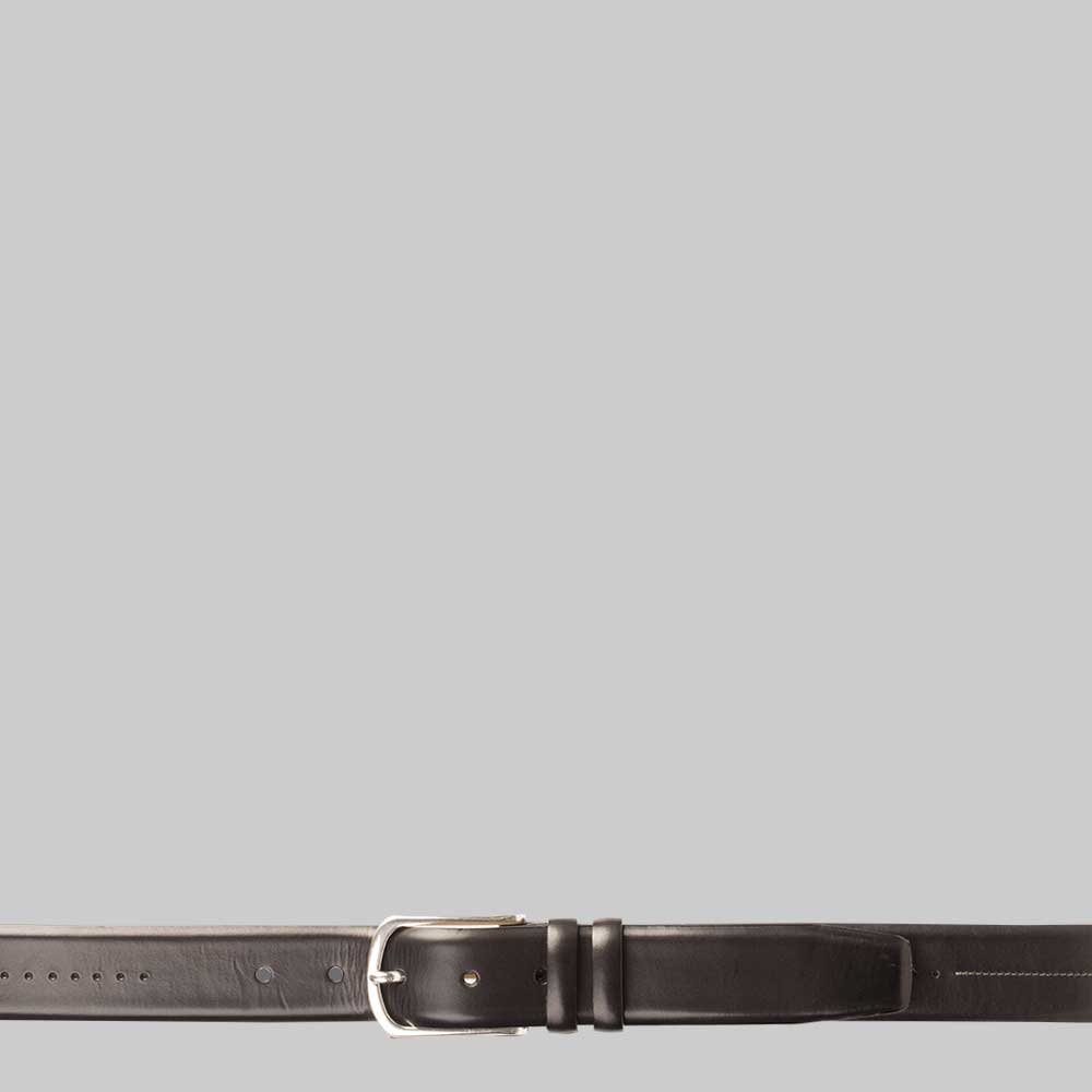 Black Calfskin Men's Belt on Sale with Center-Seam and Perforated Design - Mezlan Warehouse