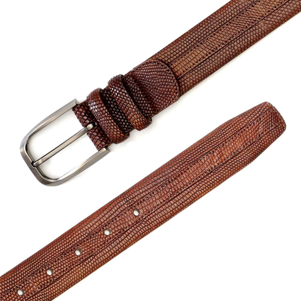 Men's Genuine Lizard Skin Belt in Honey - Mezlan Belts