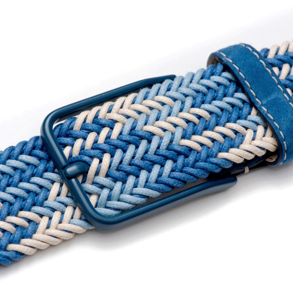 Mens Braided Belt Tricolor with Satin Nickel Buckle - Mezlan Belts