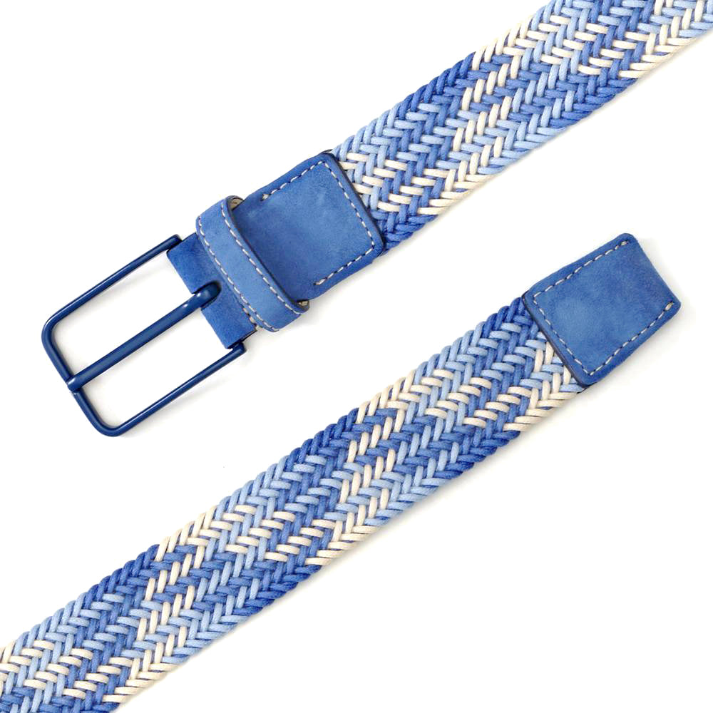 Mens Braided Belt Tricolor with Satin Nickel Buckle - Mezlan Belts