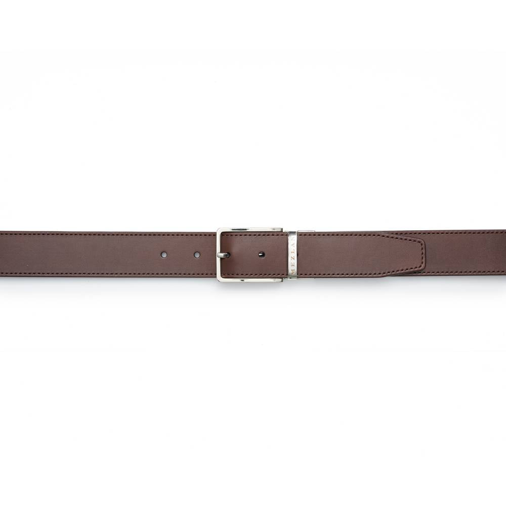 Mens Reversible Designer Belt in Brown and Burgundy with Mezlan Signature Buckle - Mezlan Belts