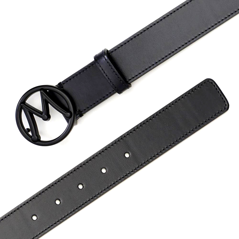 Grey Men's Patina Belt with Black Nickel "M" Icon Buckle - Mezlan Belts