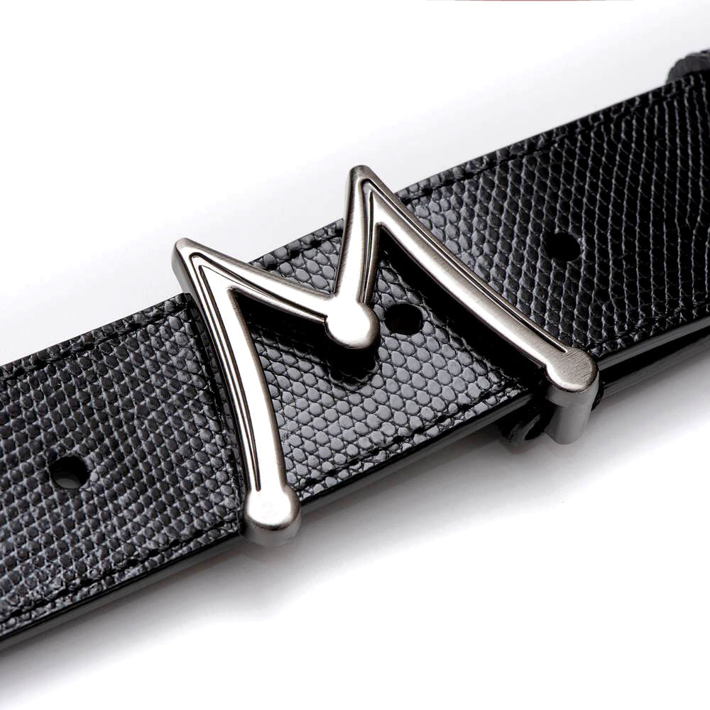 Black Men's Lizard Skin Belt - Genuine Hand-Burnished Lizard Skin - Mezlan Belts