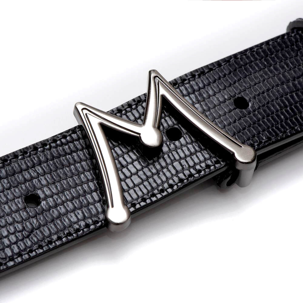 Grey Men's Lizard Skin Belt - Genuine Hand-Burnished Lizard Skin - Mezlan Belts
