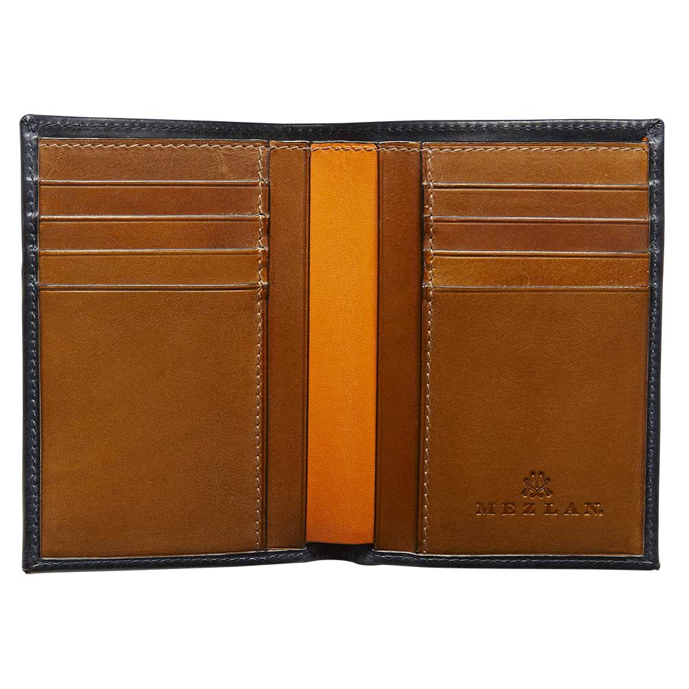 Graphite Black Grey Men's European Calfskin Leather Wallet - Bi-fold with Vintage Finish - Mezlan Wallets