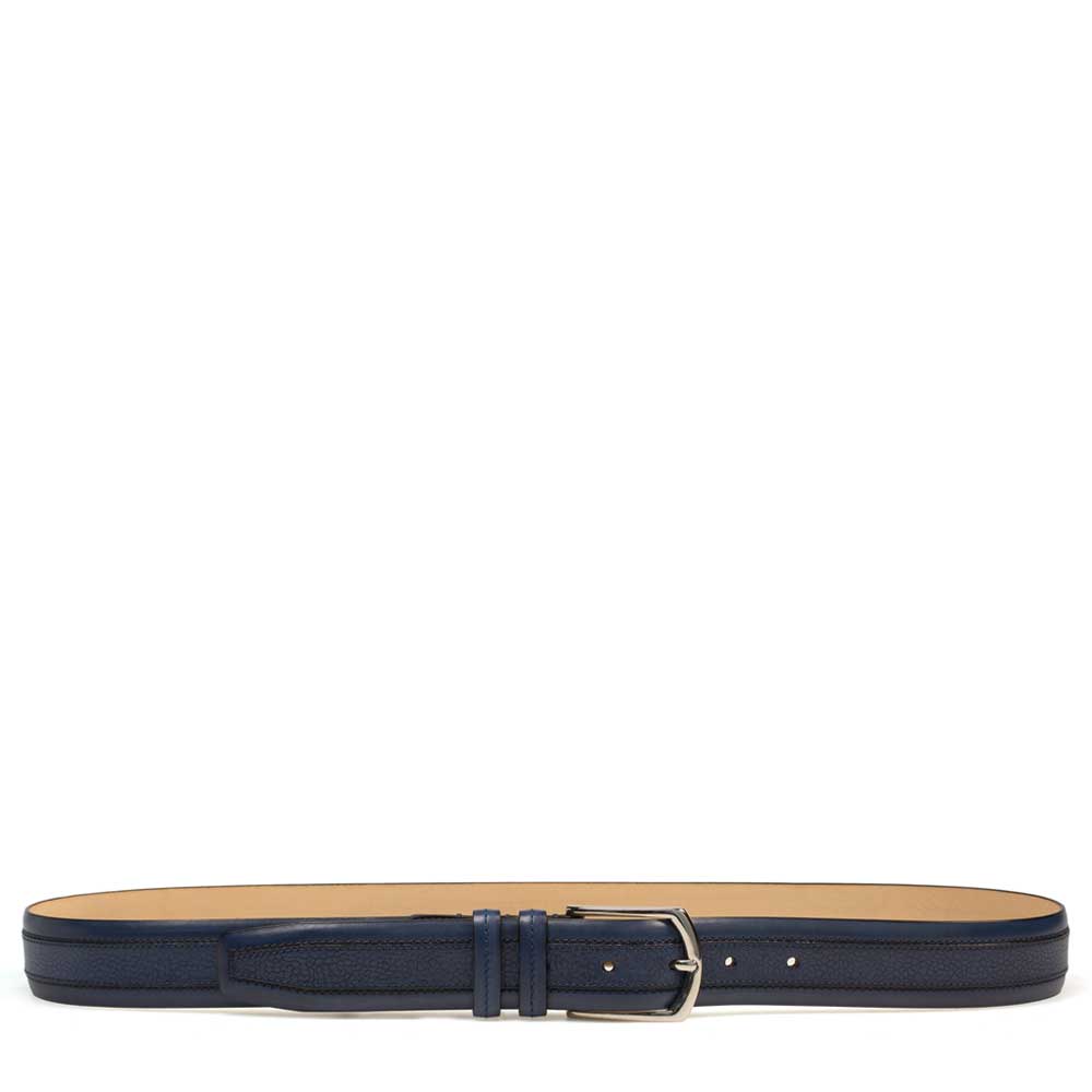 Blue Men's Textured And Smooth Leather Belt on Sale - Mezlan Warehouse
