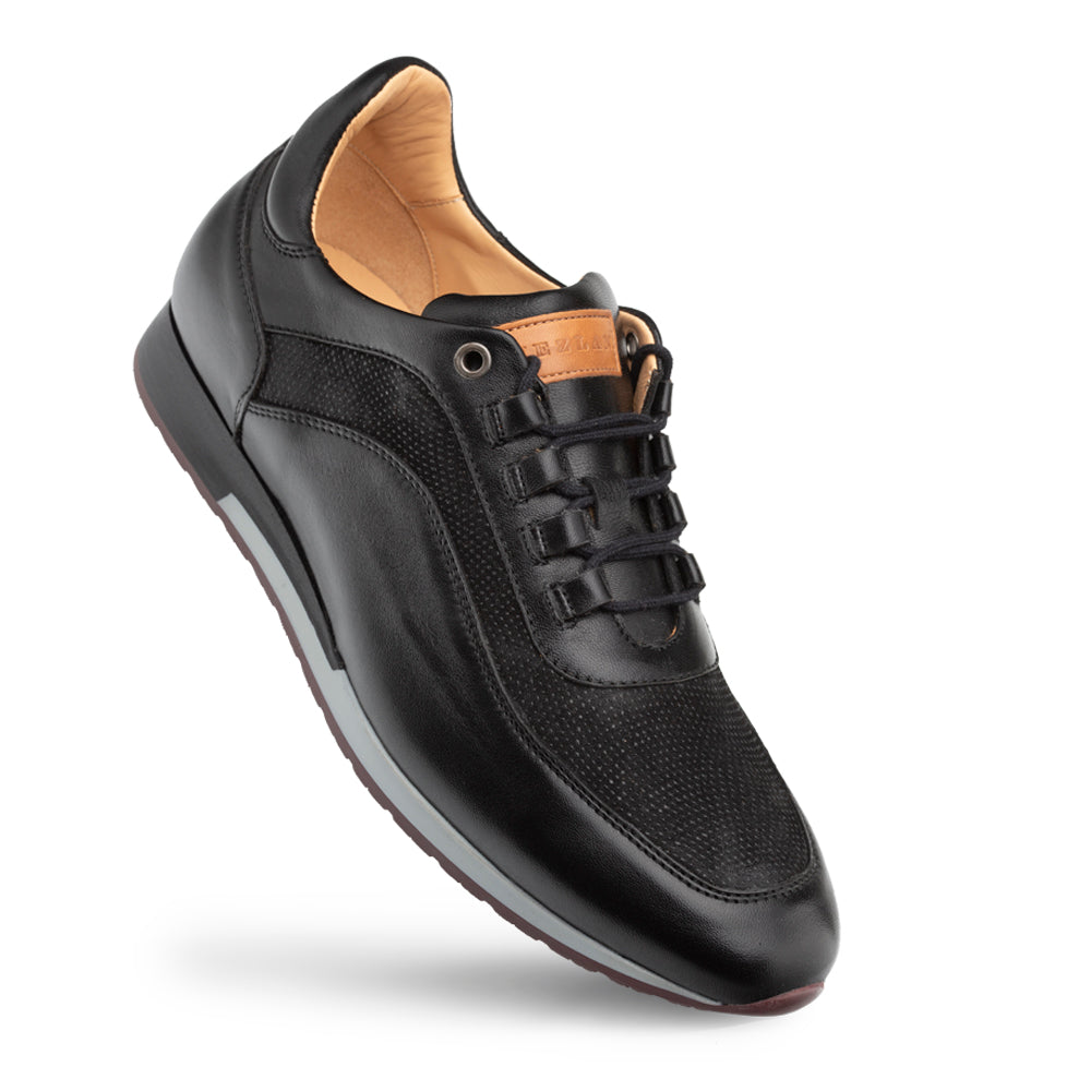 Mens Napa/Suede Sneaker in Black - Handmade in Spain - Mezlan Sneakers