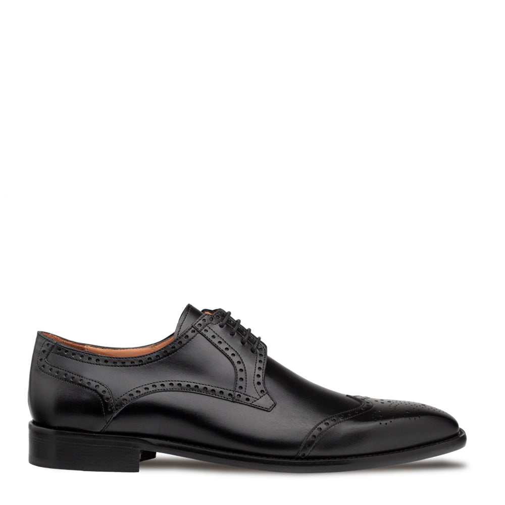 Black Men's Medallion-Toe Wingtip Derby Shoe on Sale - Mezlan Warehouse