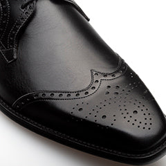 Black Men's Medallion-Toe Wingtip Derby Shoe on Sale - Mezlan Warehouse