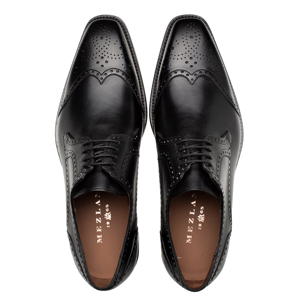 Black Men's Medallion-Toe Wingtip Derby Shoe on Sale - Mezlan Warehouse