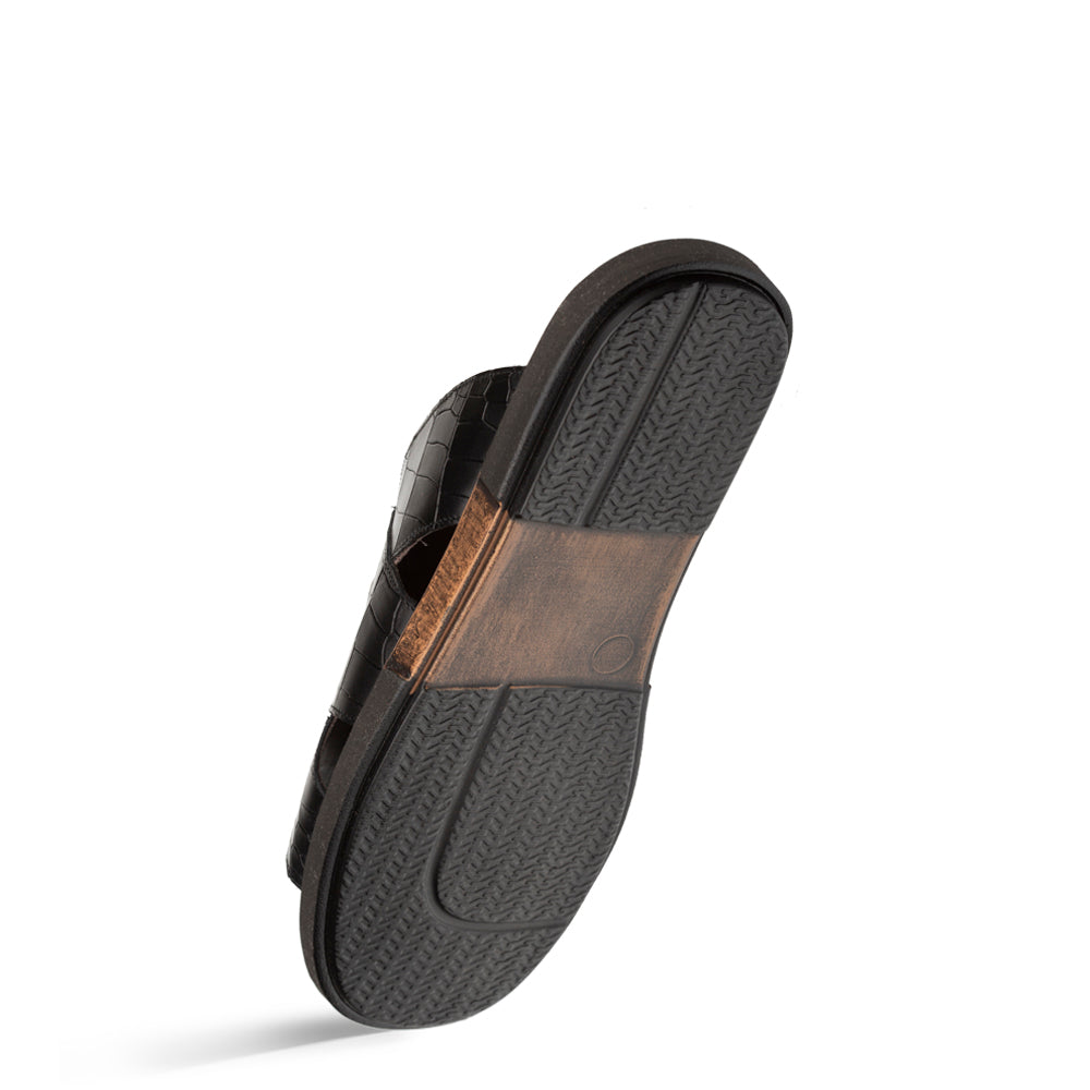 Croc-Print Toe Ring Sandal