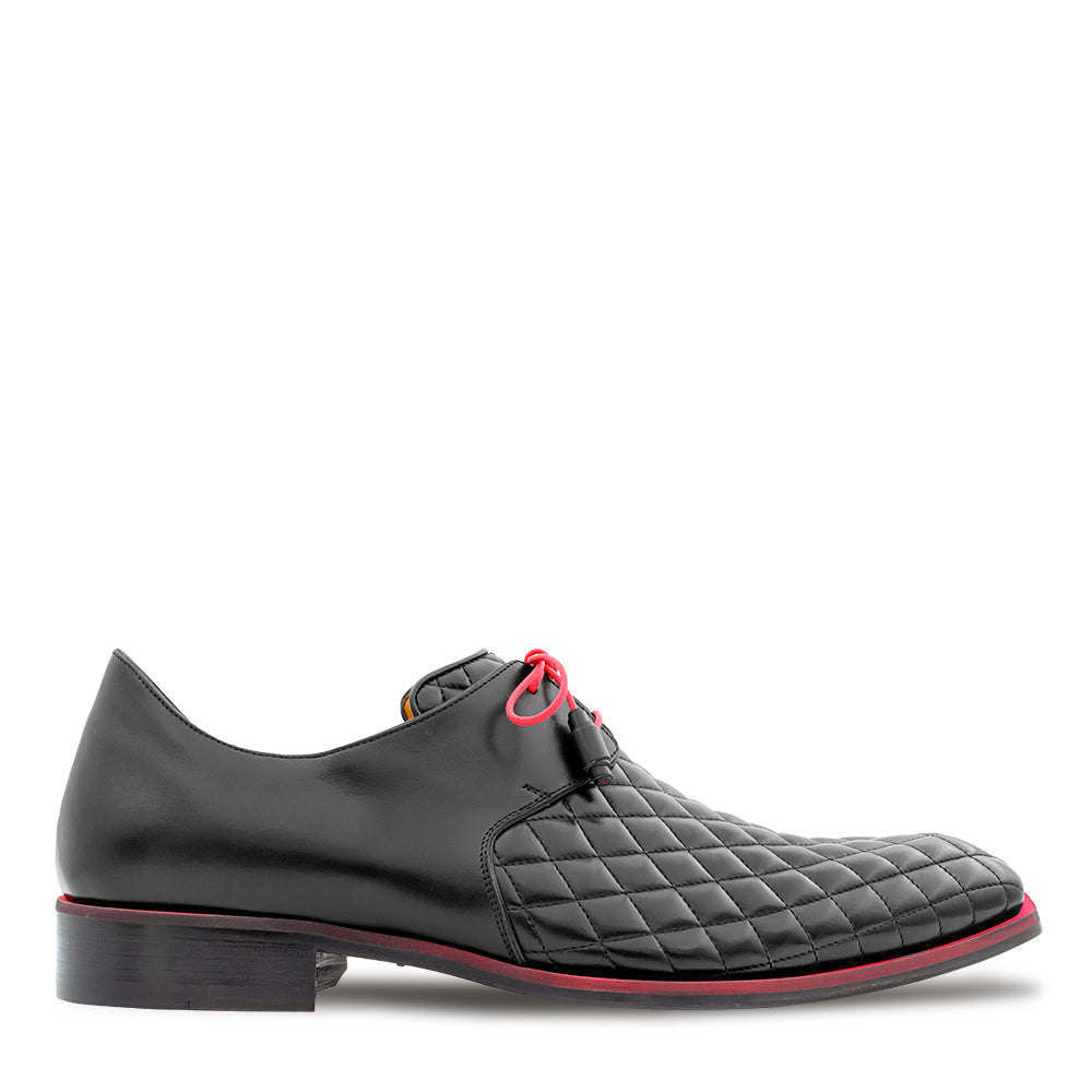 Black Men's Quilted Leather Derby Shoe - Mezlan Shoes