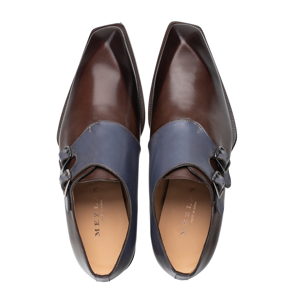 Mens Double Buckle Monk Strap - Duo-Colored, Hand-Stained Patina ...